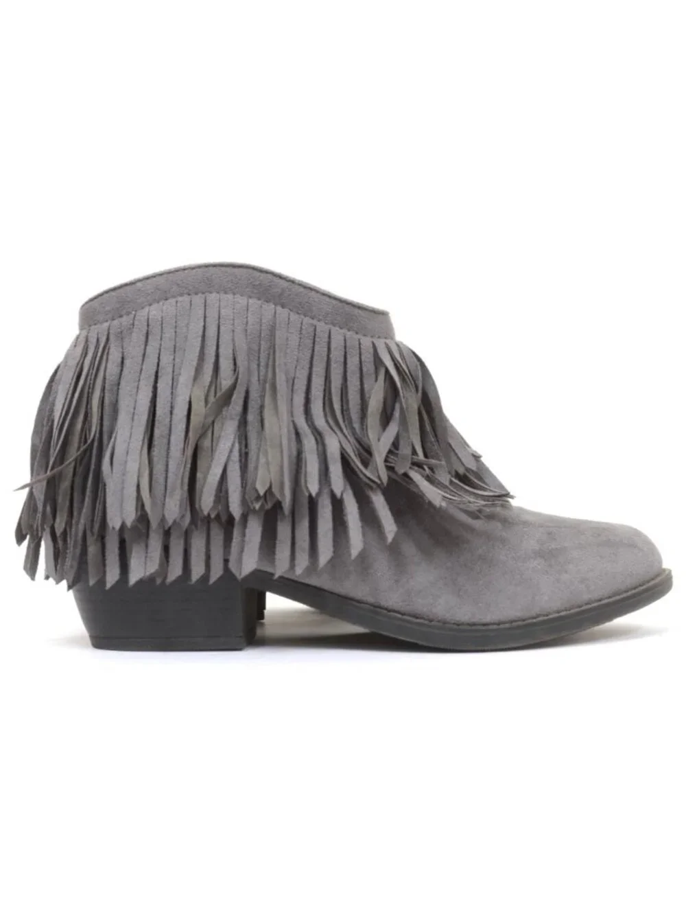 J. Adams Marrow Women's 10 Grey Vegan Suede Western Edgy Fringe Bootie Hippie